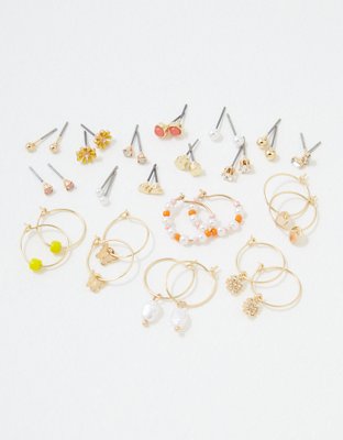 AEO Coral Stud + Hoop Earring 18-Pack