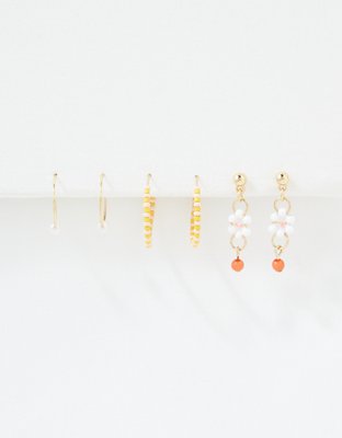 AEO Orange Beaded Hoop Earring 6-Pack