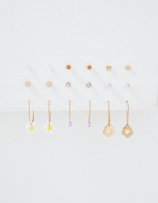 AEO Daisy Stud + Hoop Earring 18-Pack