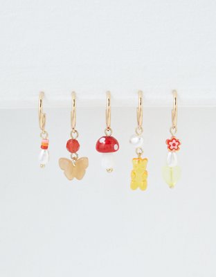 AEO Orange Beaded Hoop Earring 5-Pack