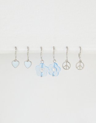 AEO Blue Peace Hoop Earring 3-Pack