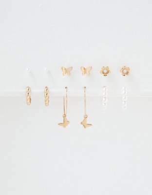 AEO Hoop + Stud Butterfly Earring 6-Pack