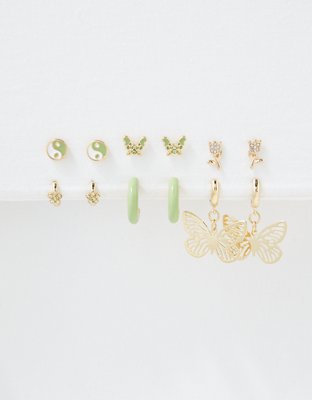 Gold Butterfly Motif Stud & Hoop Earrings 8-Pack - Lovisa