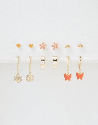 American Eagle AEO Coral Butterfly Hoop + Stud Earring 6-Pack — фото 2