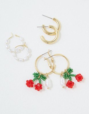 AEO Cherry Hoop Earring 3-Pack