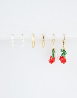 AEO Cherry Hoop Earring 3-Pack