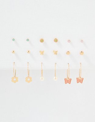 AEO Gold Mini Stud + Hoop Earring 18-Pack