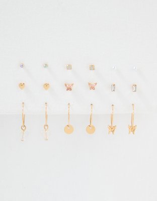 AEO Gold Mini Stud + Hoop Earring 18-Pack