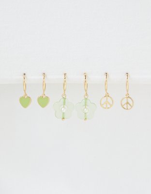 AEO Green Peace Hoop Earring 3-Pack