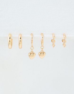 American Eagle AEO Gold Heart Earrings 6-Pack — фото 4