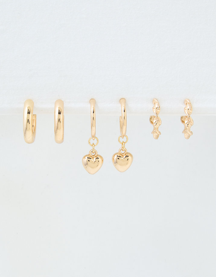 AEO Gold Heart Earrings 6-Pack