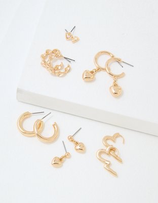 AEO Gold Heart Earrings 6-Pack