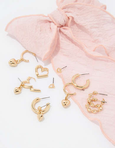 Emballage de six paires de boucles d’oreilles cœur doré AEO