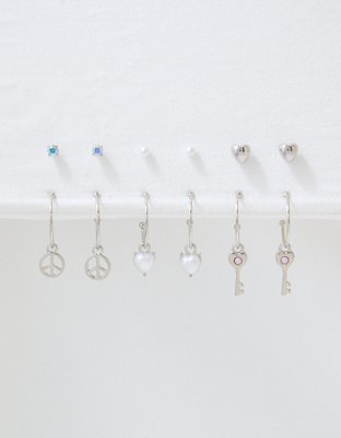 AEO Silver Heart Earring 18-Pack