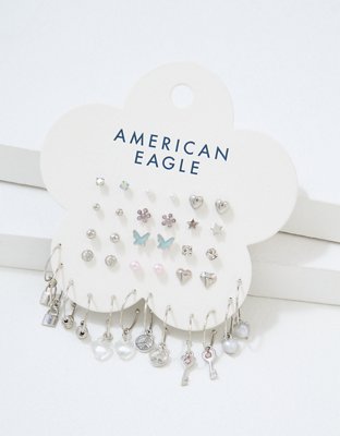 AEO Silver Heart Earring 18-Pack