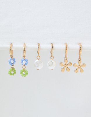 American Eagle AEO Beaded Daisy + Pearl Earring 6-Pack — фото 3
