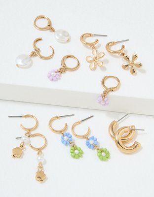 AEO Beaded Daisy + Pearl Earring 6-Pack