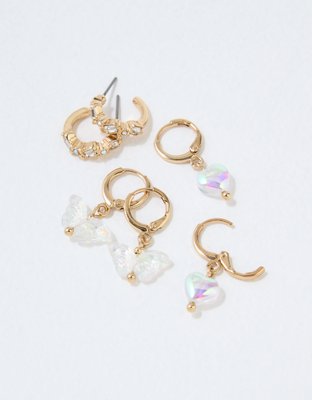 AEO Crystal Butterfly Hoop Earring 3-Pack