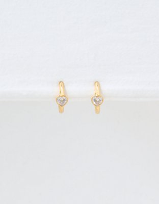 AEO Keepers Collection 14K Gold Plated Heart Hoop Earrings
