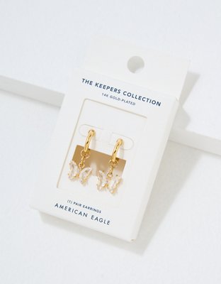 American Eagle AEO Keepers Collection 14K Gold Plated Butterfly Hoop Earrings — фото 2
