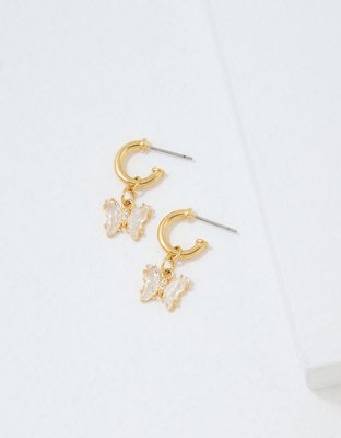 AEO Keepers Collection 14K Gold Plated Butterfly Hoop Earrings