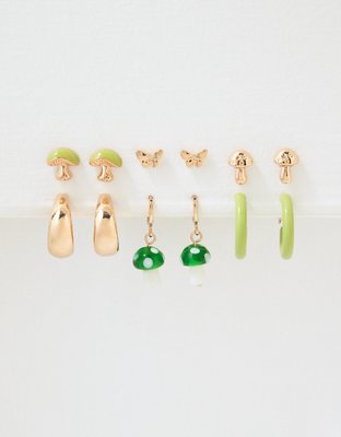 AEO Green Mushroom Earrings 6-Pack