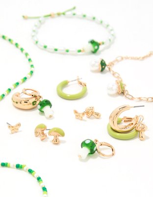 AEO Green Mushroom Earrings 6-Pack