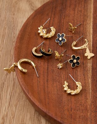 American Eagle AEO Black & Gold Earrings 6-Pack — фото 2