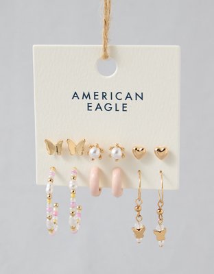 AEO Pearl Butterfly Earrings 6-Pack