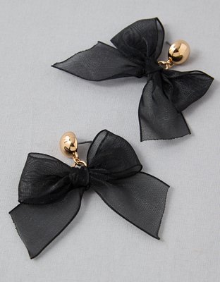 Mesh Bow Drop Earrings