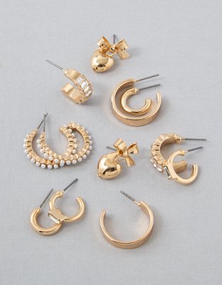 AEO Gold & Pearl Earrings 6-Pack