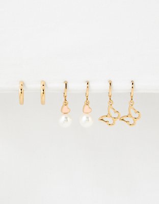 American Eagle AEO Heart & Butterfly Earrings 3-Pack — фото 2