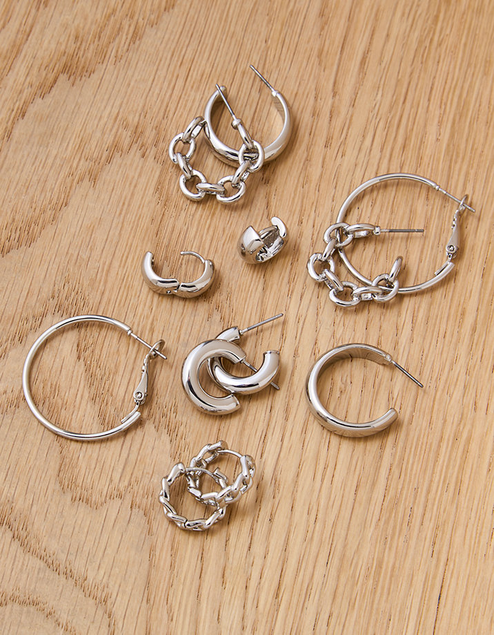 AEO Silver Hoop Earrings 6-Pack