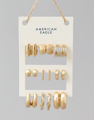 AEO Paquete de 9 Pares de Aretes tipo Aros