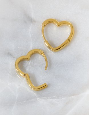 American Eagle AEO Keepers Collection 14K Gold-Plated Heart Huggie Earrings — фото 2