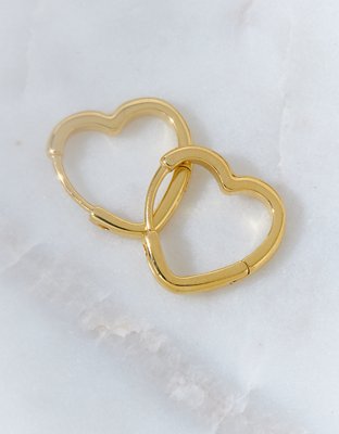AEO Keepers Collection 14K Gold-Plated Heart Huggie Earrings