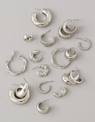 AEO Paquete de 9 Pares de Aretes tipo Aros
