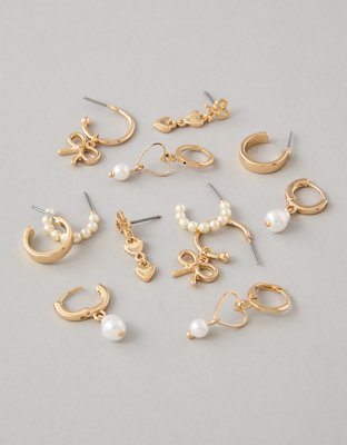 American Eagle AEO Vintage Heart Hoop Earrings 6-Pack — фото 2