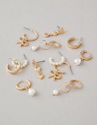 AEO Vintage Heart Hoop Earrings 6-Pack