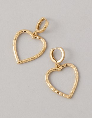 AEO Hammered Heart Drop Earrings