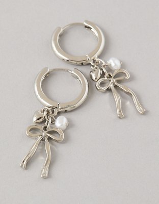 AEO Bow Charm Hoop Earrings