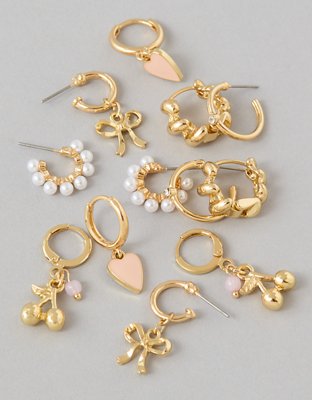 American Eagle AEO Pink & Gold Earrings 6-Pack — фото 2