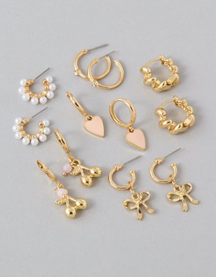 AEO Pink & Gold Earrings 6-Pack