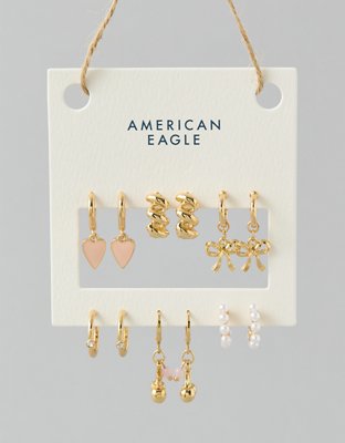AEO Pink & Gold Earrings 6-Pack
