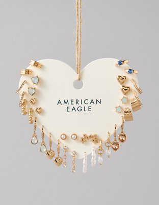 AEO Heart & Pearl Earrings 18-Pack