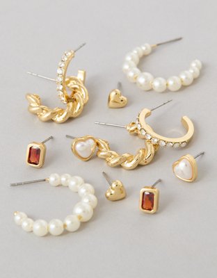 American Eagle AEO Cubic Zirconia & Pearl Earrings 6-Pack — фото 2