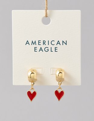 AE Red Enamel Heart Drop Earrings