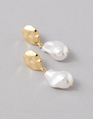 AEO Hammered Pearl Drop Earrings