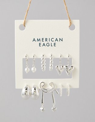 AEO Silver & Pearl Earrings 6-Pack