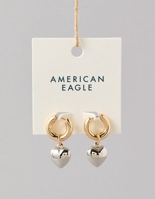 American Eagle AEO Two-Tone Heart Charm Earrings — фото 2